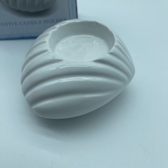 Votive Candle Holders Set of 3 Sea Shells White - Picture 3 of 8